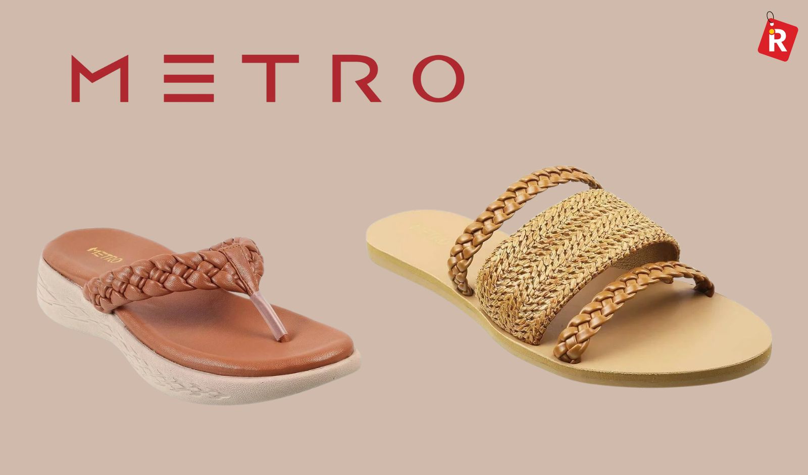 Braided Tan Sliders by Metro: Earthy & Elegant