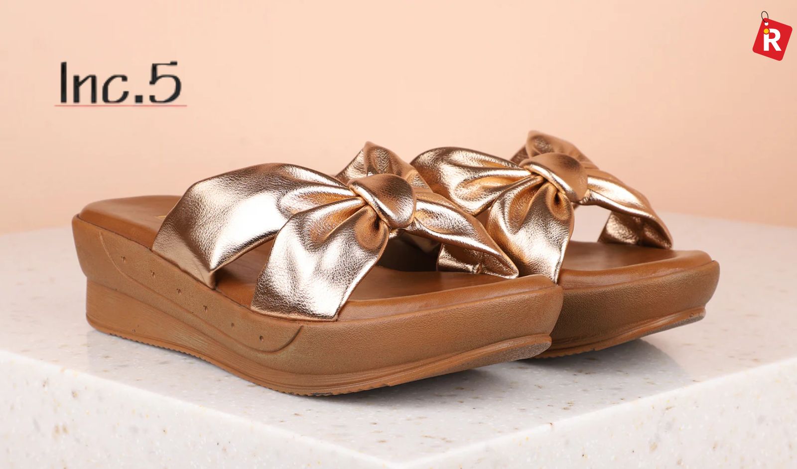 Gold-Tone Wedge Sandals by Inc.5: Subtle Glamour