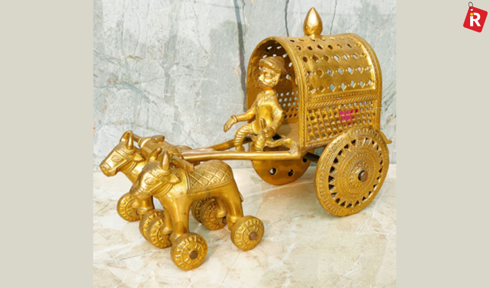Antic Finish Brass Bullock Cart, Brass Village Cart - Ashtok 